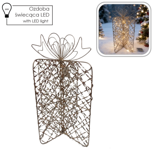 Jule-LED-dekoration som gave i guldfarve 31 × 50 cm