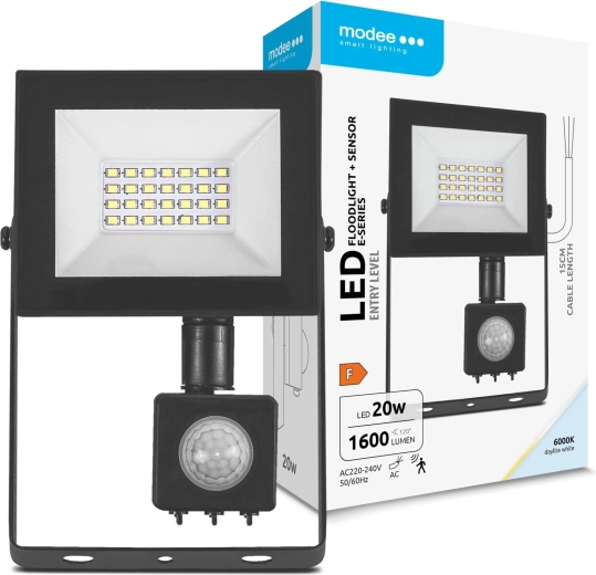 LED-projektør MODEE E‑series med sensor 20 W, 1600 lm, 6000 K, 120°