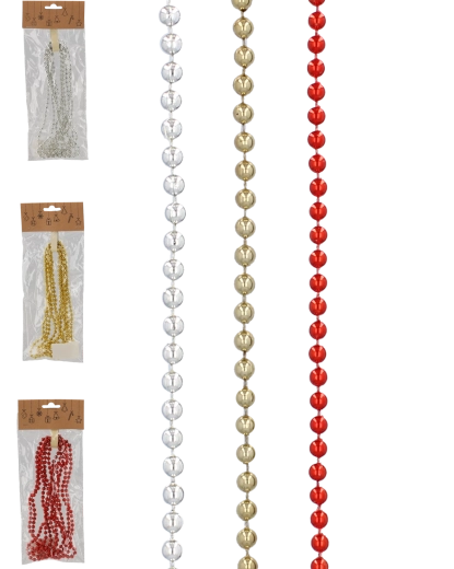 Juleguirlande med perler 2,7 m, 6 mm – farvemix