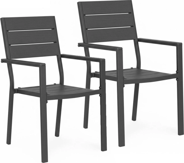 Sæt med 2 havestole i HDPE og stål, grå – MultiGarden