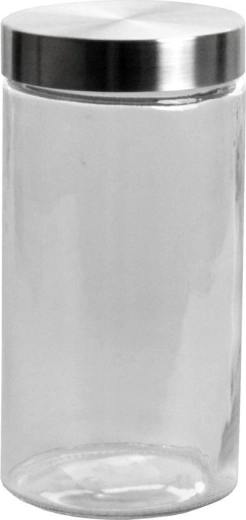 Glasrund dåse 1,7 l med låg i rustfrit stål