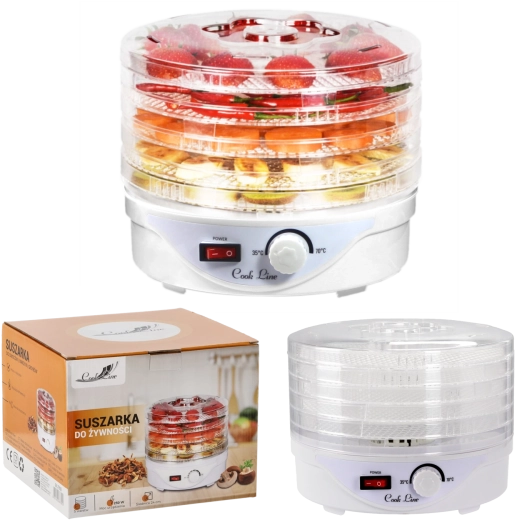 Fødevaretørrer med 5 bakker, 250 W, diameter 24 cm