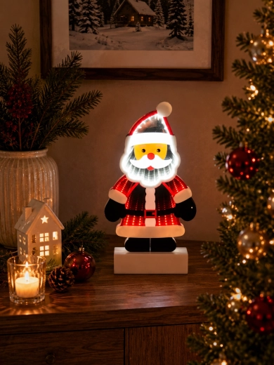 3D juledekoration Santa Claus med LED og uendelig spejleffekt - 1 stk.