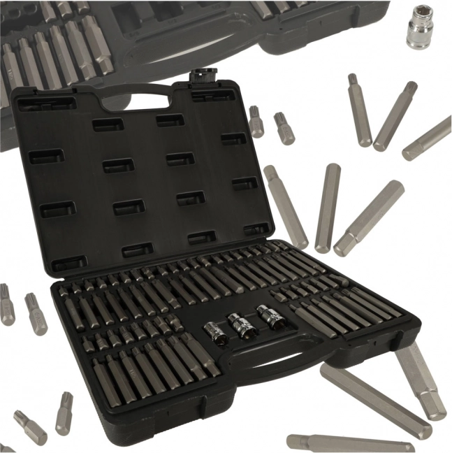 Sæt bits til akku-boremaskine og skralde, 75 dele i kuffert KAFUWELL