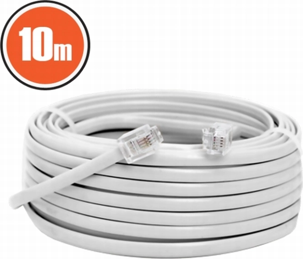 Telefonkabel 6P4C til 6P4C 10 m hvidt