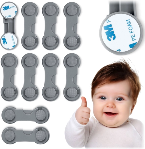 Børnesikring til skabe RICOKIDS, grå, sæt med 10 stk.