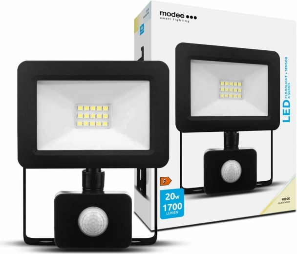 Modee LED-projektør X-series 20 W, neutral hvid, med sensor