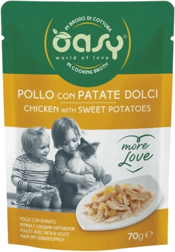 Oasy More Love kylling med søde kartofler pose 70 g