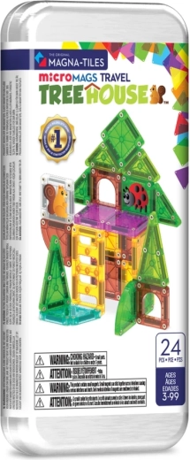 Magna-tiles microMAGS magnetisk rejsesæt med byggefliser – træhus, 24 dele