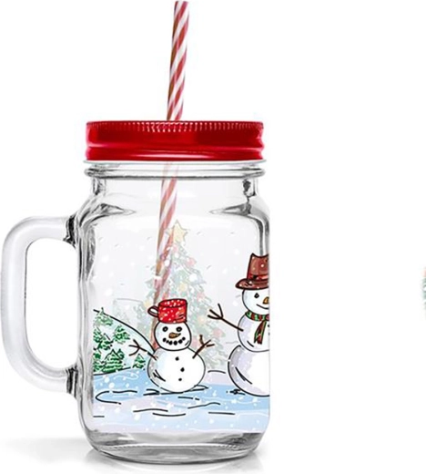 TORO glas med sugerør 450 ml – snemand