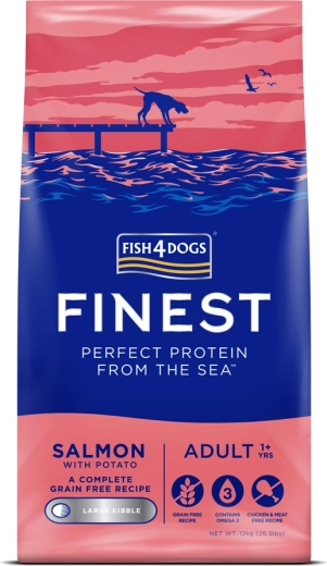 Fish4Dogs foder til store voksne hunde med laks og kartofler 12 kg