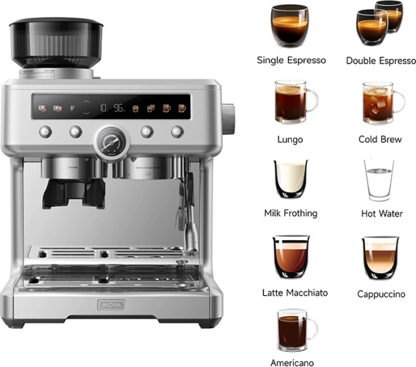Espressomaskine MOVA S20 Pro sølvfarvet