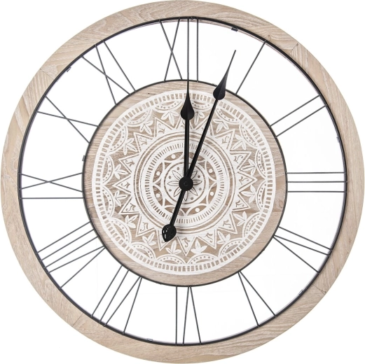 Vægur med mandala-motiv i beige 60 cm