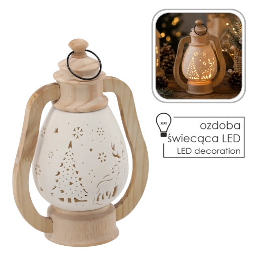 Julefigur – keramisk LED-lanterne - 1 stk.