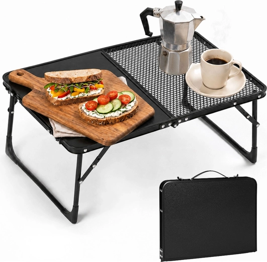 MultiGarden sammenklappeligt campingbord 60 × 40 cm i kuffert, sort