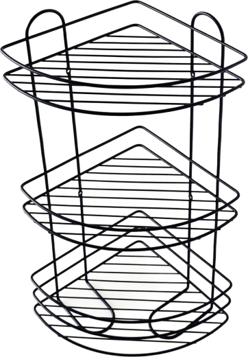 Toro hjørne-badehylde med 3 niveauer 58 × 31 cm sort