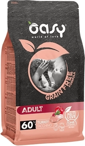Oasy Grain Free Adult foder til katte med kalkunkød 0,3 kg