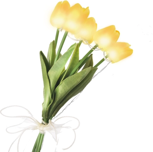 Dekorativ LED-tulipanbuket med lys – gul
