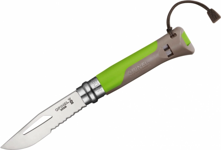 Opinel N°08 Outdoor Inox grøn foldekniv 8,5 cm med fløjte
