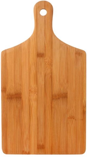 Træskærebræt i bambus med håndtag 44 cm