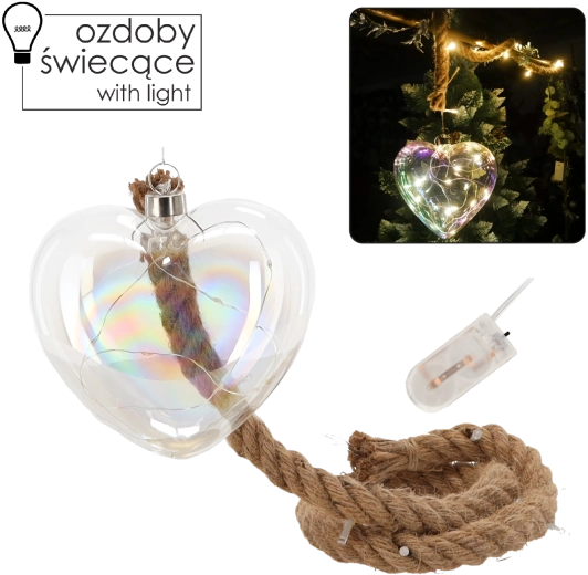 Glashjerte-dekoration med LED-belysning og timer