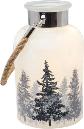 Juledekorationsglas med 10 LED, 18 cm, motiv med træer