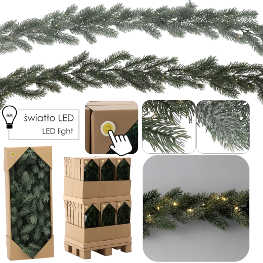 Juleguirlande af fyr 180 cm med LED-belysning