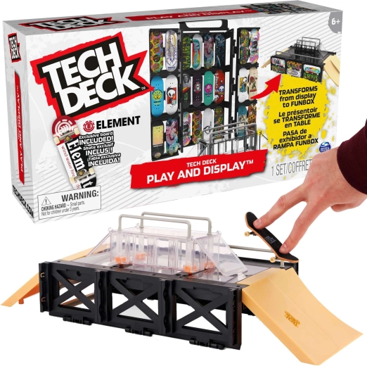 Tech Deck Play and Display – bærbart fingerboard-skatepark med stander ELEMENT