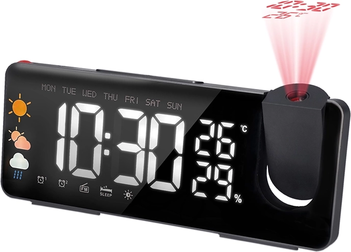 Solight projektionsvækkeur med vejrstation og FM-radio