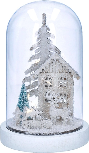 Solight LED-juledekoration snedækket landskab med hus 18 cm