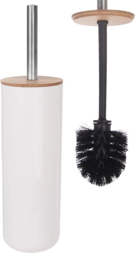 Bambus WC-børste med stander WHITNEY, hvid, 37 cm
