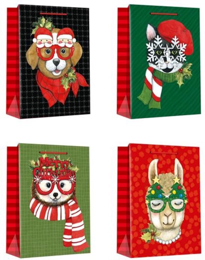 Julegavepose 32 × 26 × 10 cm – mix af motiver