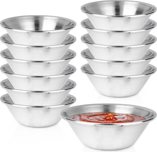 Vilde dip- og saucesskåle i rustfrit stål 45 ml, 12 stk.