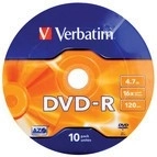 Verbatim DVD-R Matt Silver 4,7 GB 16x - 10 stk.