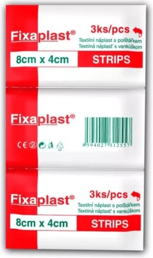 Fixaplast Strip tekstilplaster 8 × 4 cm, 3 stk
