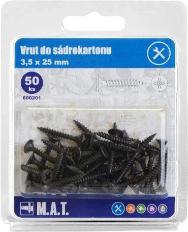 Gipspladeskrue 3,5 × 25 mm, fin gevind, fosfateret (50 stk.)