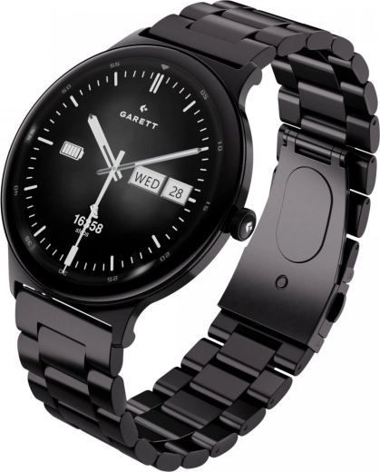 Smarte GARETT Quantum-ur med stål- og læderrem