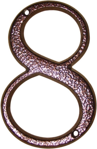 Husnummer 8 brun i zink, højde 117 mm