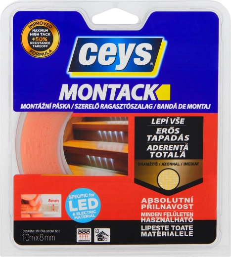 Dobbeltklæbende montagetape 8 mm × 10 m MONTACK CEYS