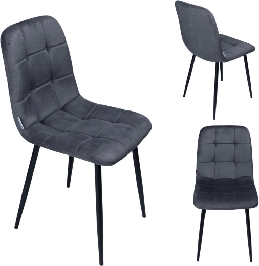 Polstret spisebordsstol i velour i loft-stil blå - 1 stk.