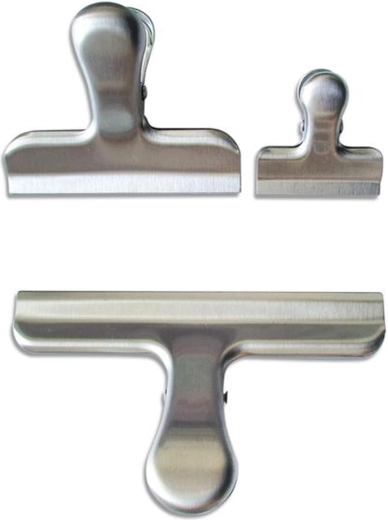 Rustfrie klips til poser, sæt med 3 stk