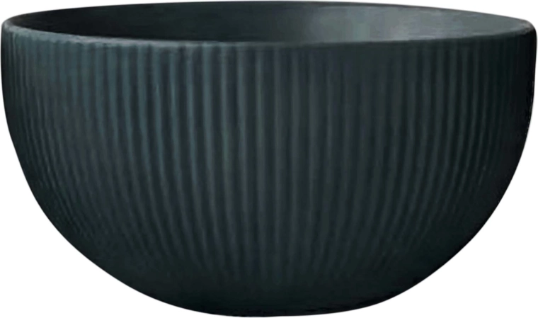 keramisk skål KITCHISIMO 320 ml, riflet, mørkegrøn