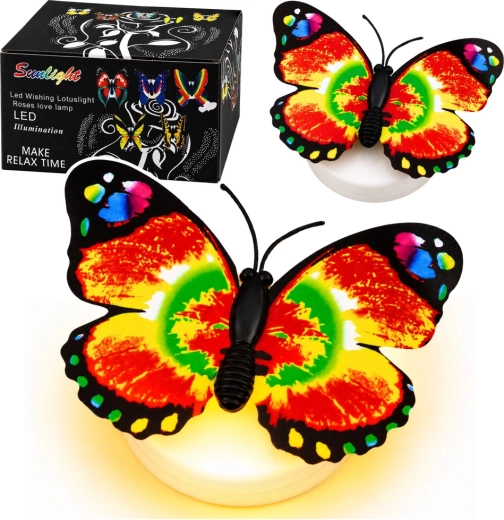 Lysende LED-sommerfugl – selvklæbende dekoration 6 × 5 cm