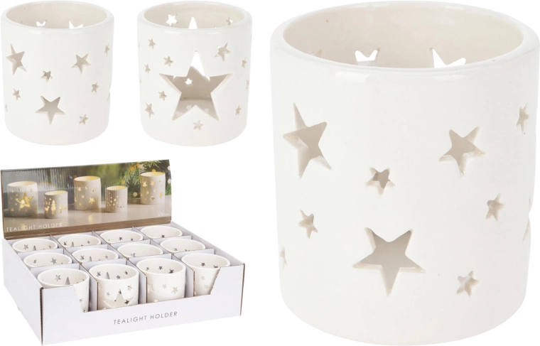 Porcelænslysestage til fyrfadslys, hvid, 7,5 × 8 cm