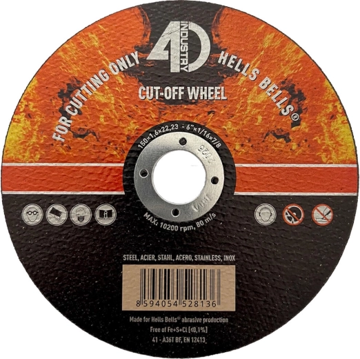 Skæreskive til stål og rustfrit stål 150 × 1,6 × 22,2 mm