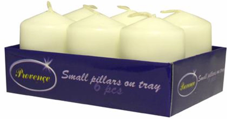 Sæt med hvide cylindriske stearinlys 6 stk. 3,8 × 5,5 cm