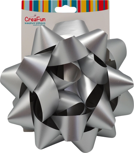 Sølvfarvet gavebånd-sløjfe 20 cm