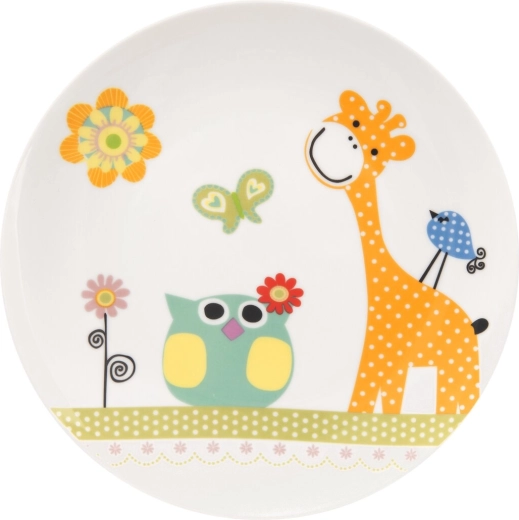 Børnetallerken, flad portionsinddelt, med GIRAFFE-motiv 21 cm