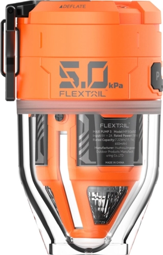 Flextail Max Pump 3 bærbar elektrisk pumpe med campinglys – orange