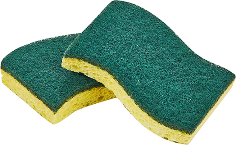 Opvaskesvamp grøn/gul – pakke med 2 stk.